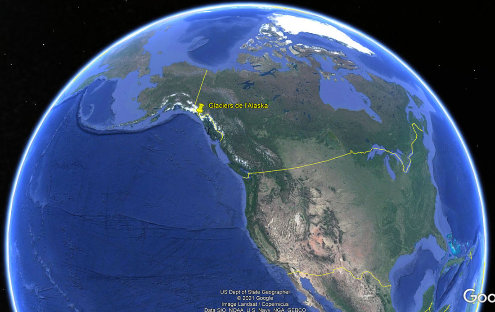 Localisation, en Amérique du Nord, des glaciers de la côte Sud de l'Alaska