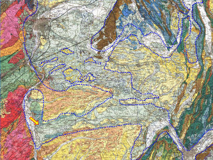 Extrait de la carte géologique de Lyon au 1/250 000