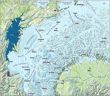 Paléogéographie des Alpes du Nord au Maximum d'Englacement du Pléistocène moyen (MEG)