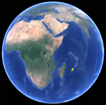 Localisation de l'ile de la Réunion dans l'Océan indien