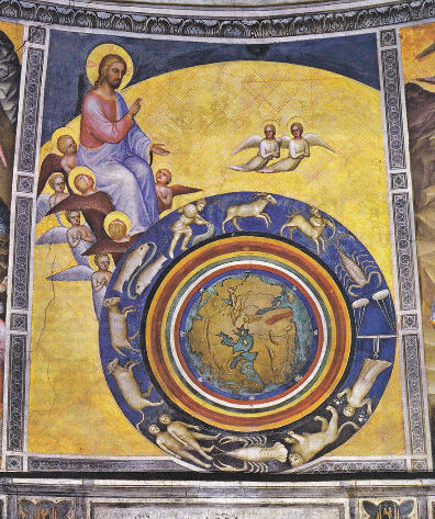 La Création du Monde, fresque peinte entre 1376 et 1378 par Giusto de Menabuoi dans le Baptistère de Padoue (Italie)