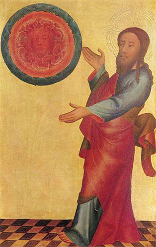 Le 4e jour, Dieu crée le grand luminaire, le Soleil, anonyme, début XIIIe siècle