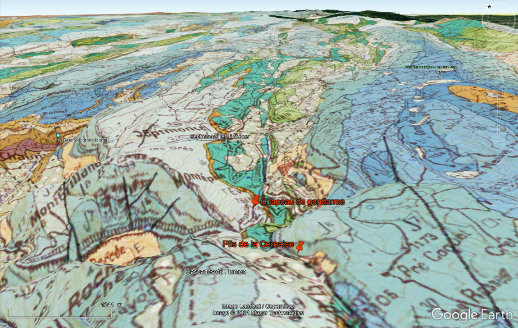 Carte géologique en relief montrant le secteur du Chapeau de Gendarme (Jura)