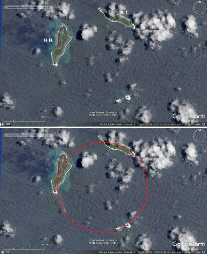 Images aériennes de l'éruption de novembre 2013 dans l'archipel des Tonga