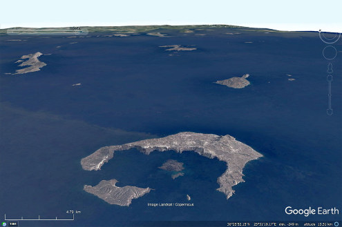 Image aérienne de l'ile de Santorin (Grèce)