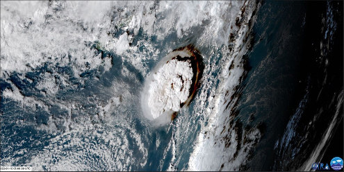Image satellite plus large du panache éruptif du 15 janvier 2022