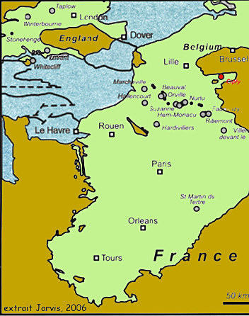 Carte géologique simplifiée du Bassin parisien
