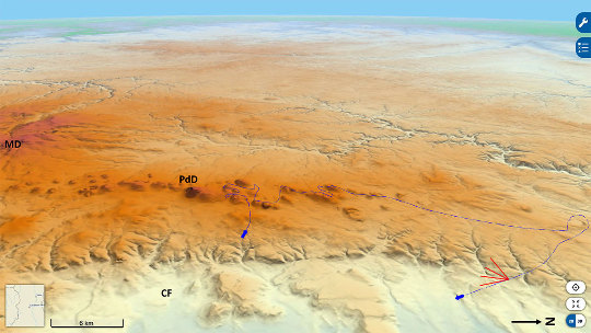 Carte topographique “oblique” IGN de la Chaine des Puys, de la faille de Limagne et de la plaine de Limagne au premier plan