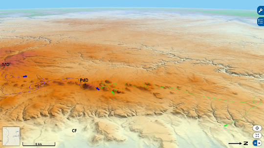 Carte topographique “oblique” IGN de la Chaine des Puys, de la faille de Limagne et de la Limagne au premier plan
