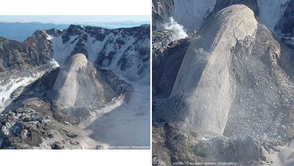 Le « dos de baleine » du Mont Saint-Helens dans son état de février 2005