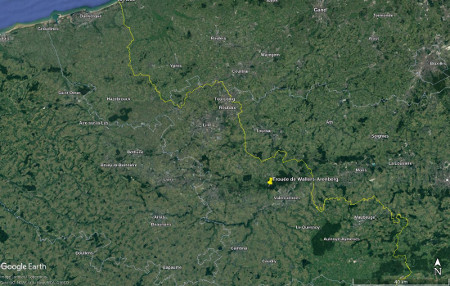 Localisation de la trouée de Wallers-Arenberg, dans le département du Nord, près de la frontière franco-belge