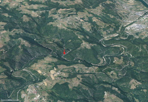 Vue aérienne du secteur de la vallée du Doux, Ardèche