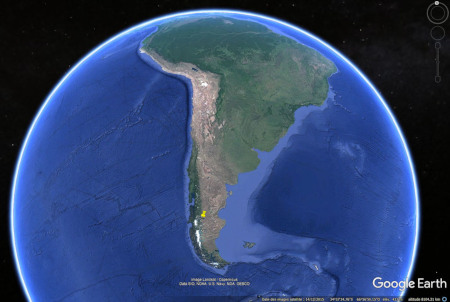 Localisation du lac Général Carrera-Buenos Aires (punaise jaune) en Patagonie (Argentine - Chili)