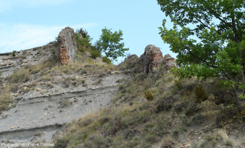 Vue large depuis le contrebas sur ce même dyke des environs de La Garde (Ardèche)