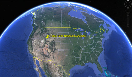 Localisation du National Monument contenant les gisements fossilifères de la Green River Formation, le Fossil Butte National Monument, Wyoming, États-Unis d'Amérique