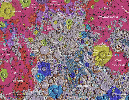 Extrait de la carte géologique unifiée 2020 de la Lune