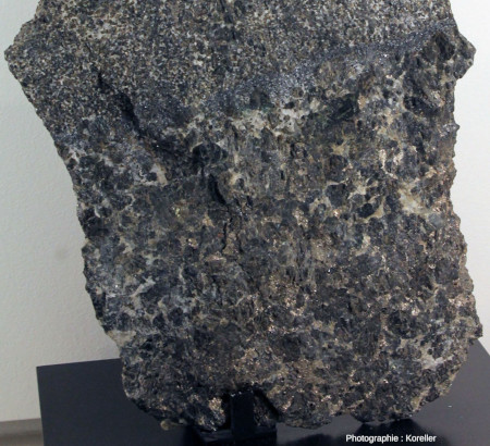 Minerai de platine en provenance du Bushveld, exposé dans un musée nantais