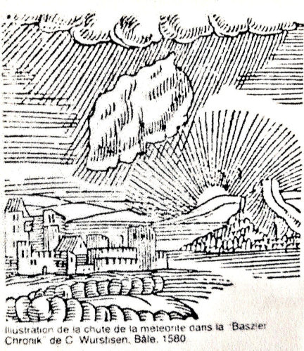 Autre gravure présentant la chute de la météorite d’Ensisheim