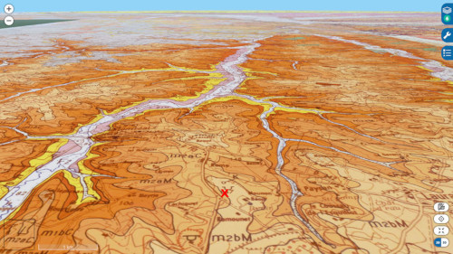 Carte géologique en vue oblique de la région de Montréal du Gers