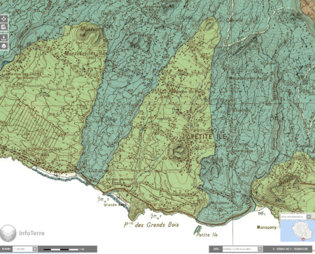 Extrait de la carte géologique à 1/50 000 de La Réunion, publiée en 1974