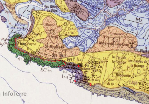 Extrait de la carte géologique à 1/50 0000 Les Sables d'Olonne - Longeville
