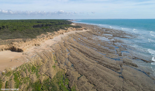 Vue générale sur l'estran de l'Est de la Plage de la Mine, Jard-sur-Mer, Vendée