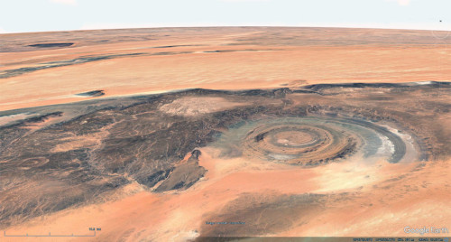 Vue aérienne de la structure de Richat (appelé localement Guelb er Richât), Mauritanie