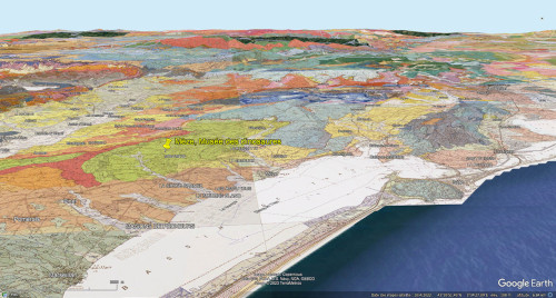 Carte géologique 3D de la région de Mèze (Hérault), au Nord de l'étang de Thau