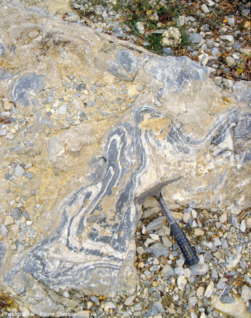Vue sur les plis vus de loin dans les marbres des figures 1 et 2, Trévillach (Pyrénées-Orientales)