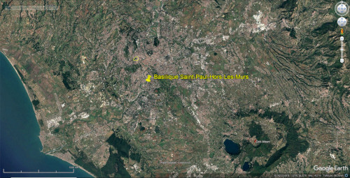 Vue aérienne de l'agglomération de Rome et de ses environs