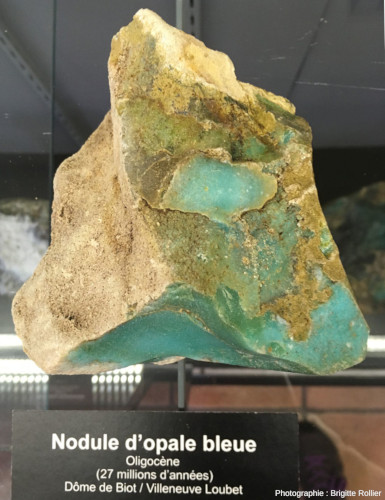 Échantillon d'opale bleue-vert du Musée d'Histoire et de Céramique Biotoises