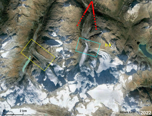 Vue aérienne de la partie Nord du Massif de la Bernina (Suisse)