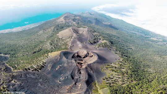 Vue aérienne du Sud de la Cumbre Vieja, La Palma (Canaries)