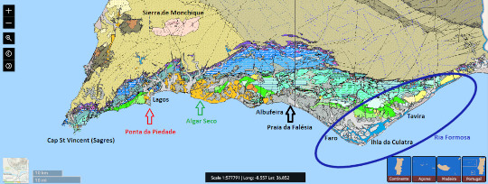 Carte géologique vecteur harmonisée de l'Algarve (Sud du Portugal)