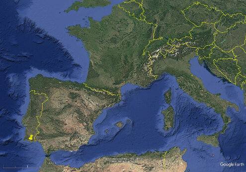 Localisation de l'Algarve, au Sud du Portugal