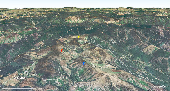 Vue aérienne du Nord du massif granitique de la Borne, Ardèche