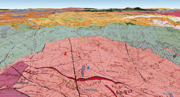 Carte géologique en 3D du Nord du massif granitique de la Borne, Ardèche