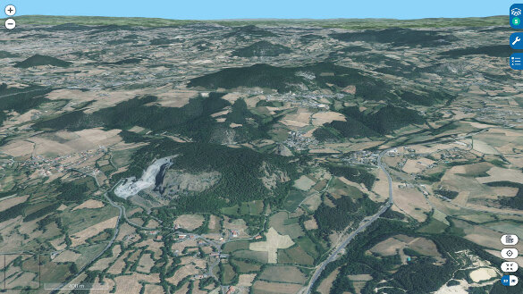 Vue aérienne de la région du volcan de Peylenc (Haute-Loire)