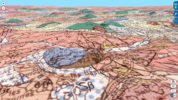 Vue géologique 3D de la région du volcan de Peylenc (Haute-Loire)