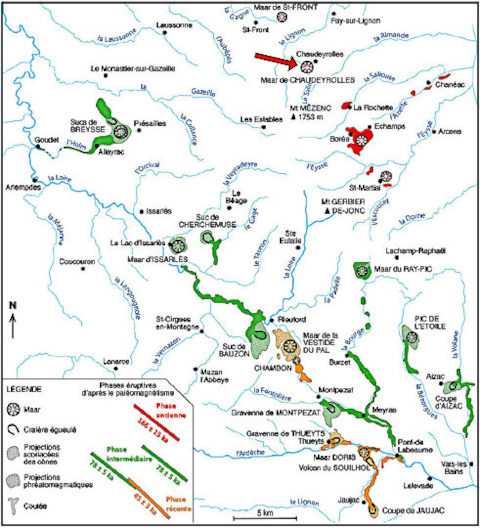 Localisation, typologie et chronologie des édifices rattachés au volcanisme du Bas-Vivarais