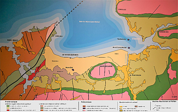 Carte géologique simplifiée de la baie du Mont-Saint-Michel