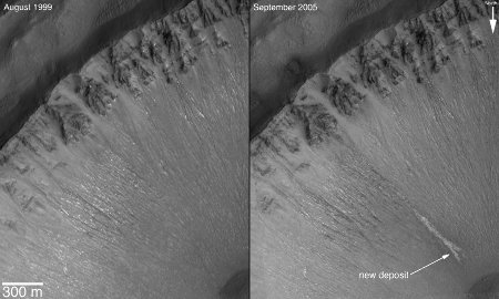 Nouveau gullie dans un cratère de la région des Centauri Montes