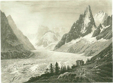 Représentation de la Mer de Glace dans la première moitié du XIXème siècle