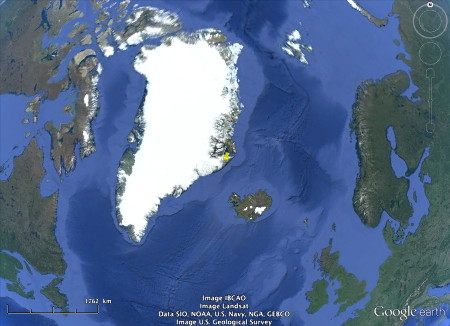 Localisation des glaciers côtiers groenlandais de la figure précédente