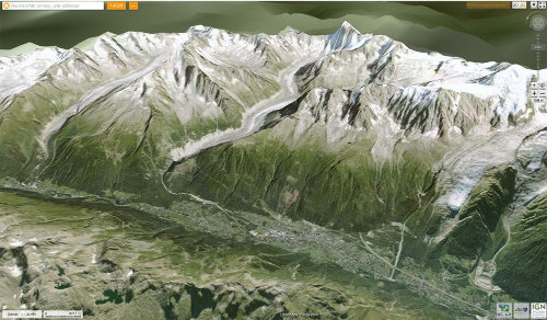Vue actuelle de la vallée de Chamonix