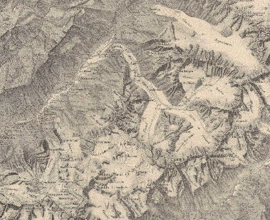 Carte de 1880 du Massif du Mont-Blanc