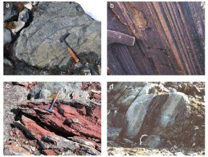 Quatre types de roches de 3,8 Ga, Isua, Groenland