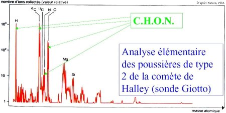 Analyse élémentaire des poussières organiques de la comète de Halley
