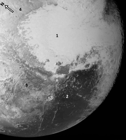 Le quart Sud-Ouest de la face bien connue de Pluton