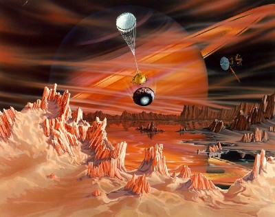 Vue d'artiste de la surface de Titan